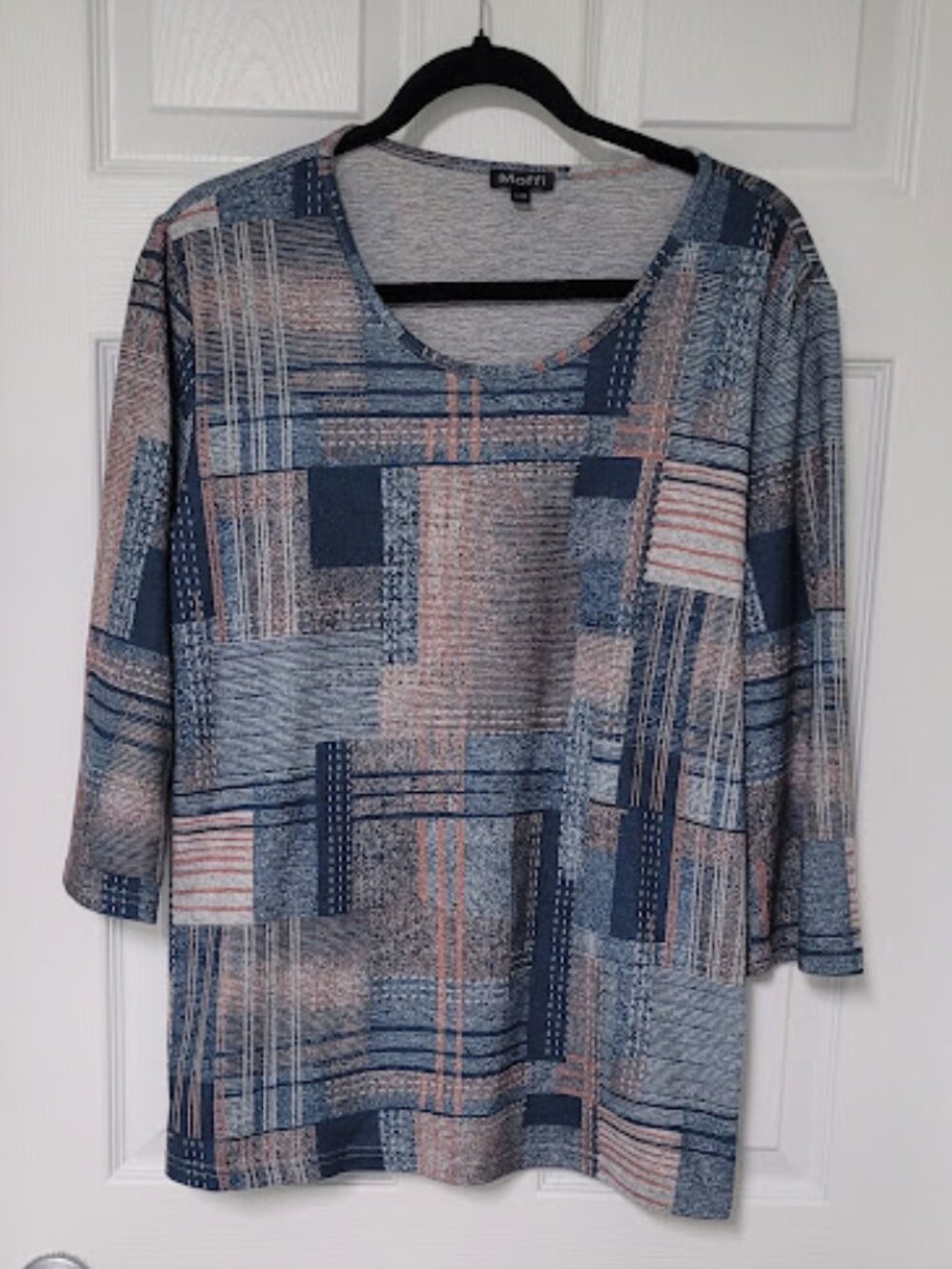 Geometric Patchwork Top with subtle bling โ Fits Size Large & X-Large-Super Soft
